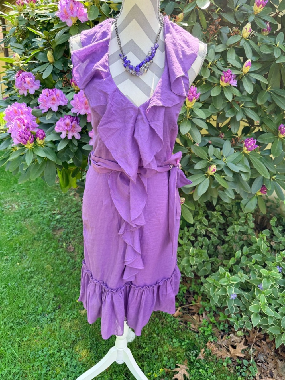 Wet Seal 100% cotton Purple Ruffle halter V-Neck Dress - Women's Sz. W